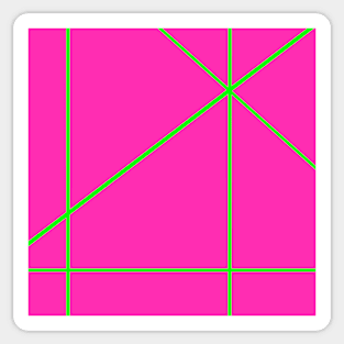 Geometric Pattern Fresh Neon Green Stripes & Pink Girly Sticker